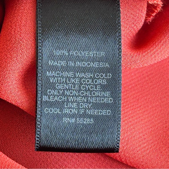 Express Rust Sheer Balloon Puff Sleeve Dress Work Shirt Blouse Top - Picture 10 of 13